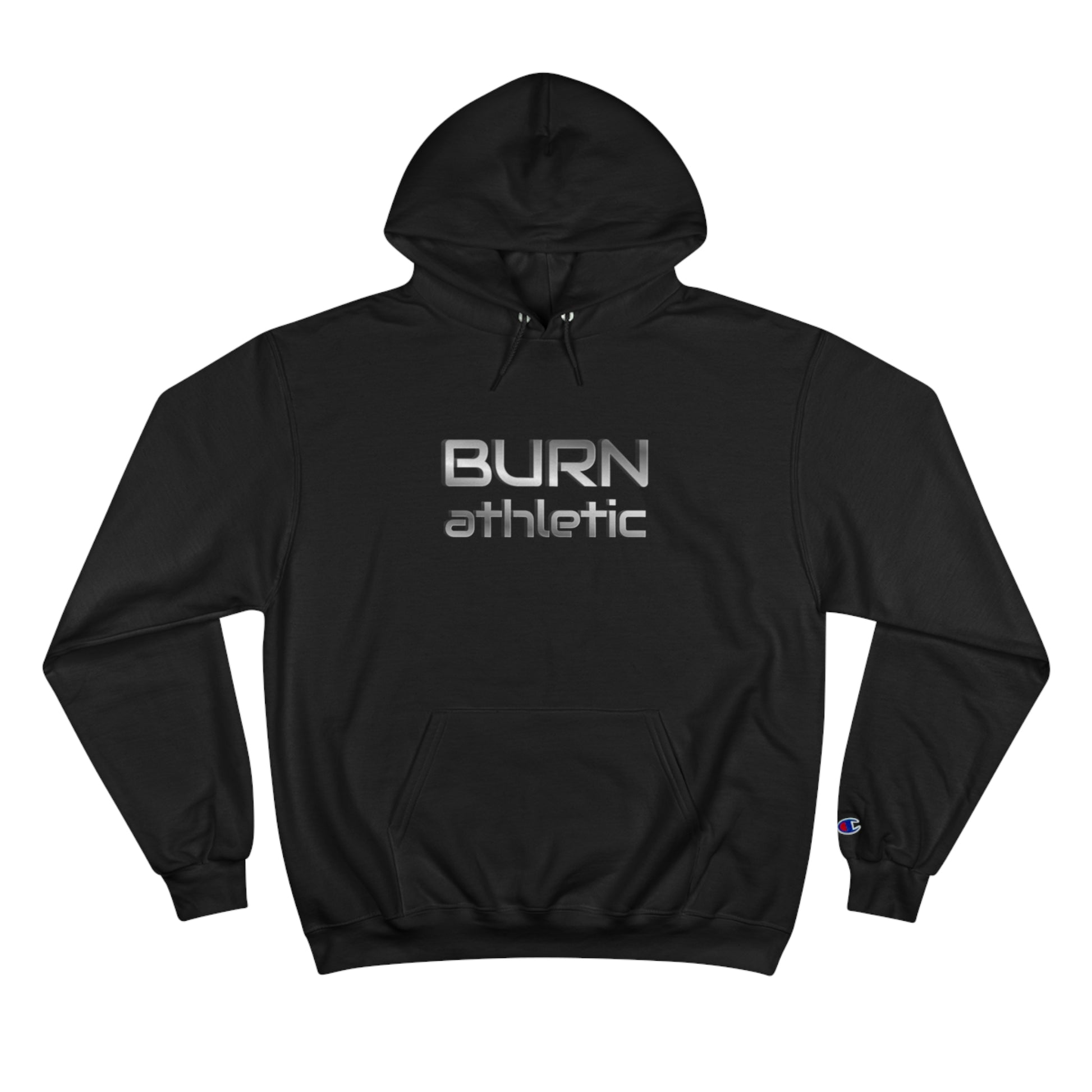 Champion Hoodie, Black with crome font – BURN Athletic