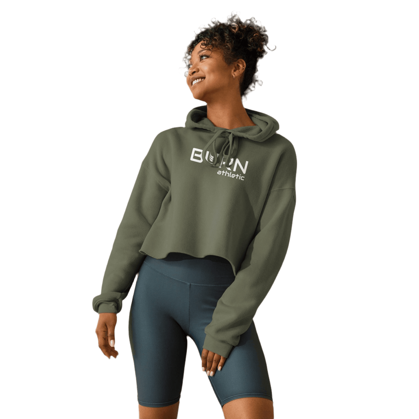 Crop top hoodie, Storm, military Green or Peach - BURN Athletic