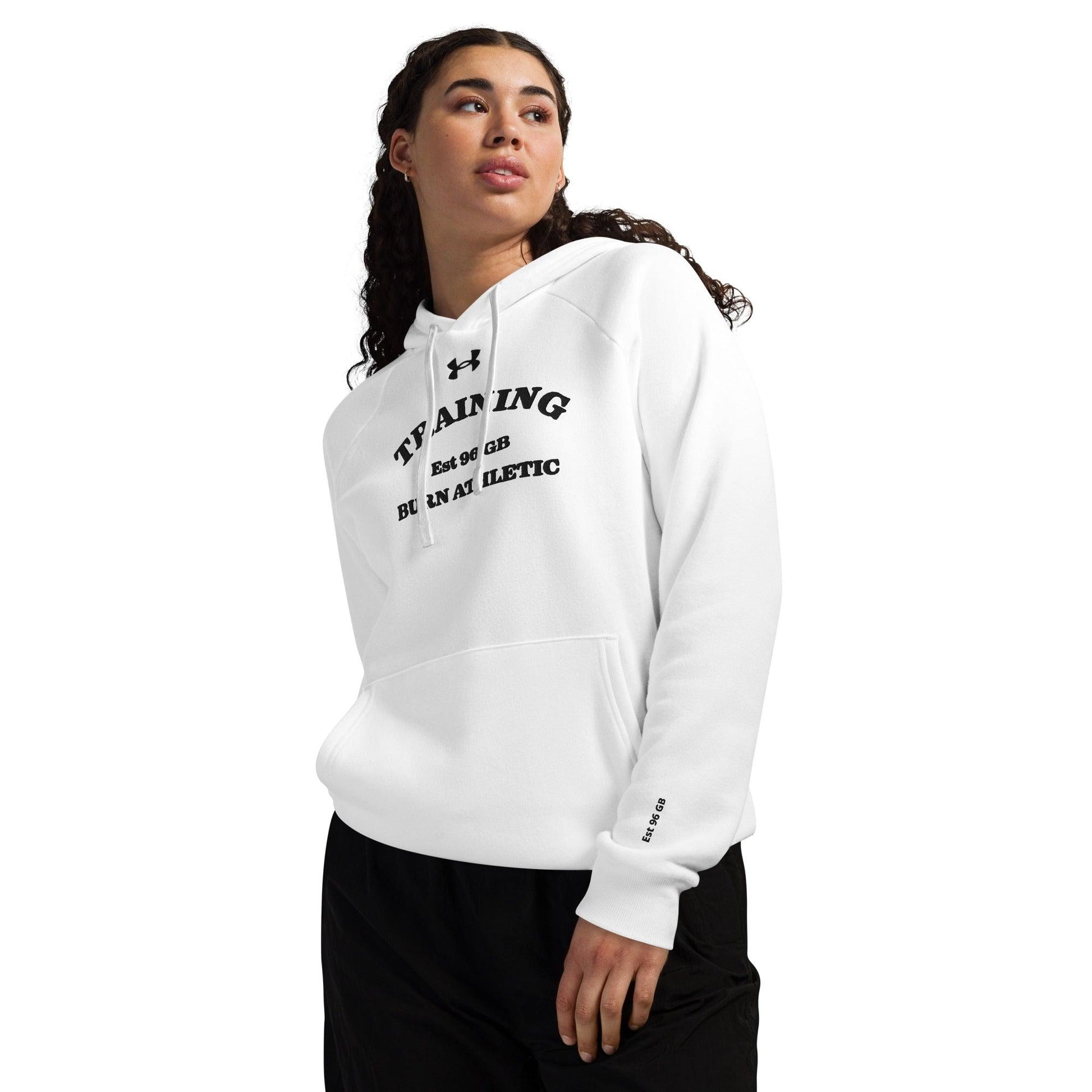 White, fully embroidered Under Armour® hoodie - BURN Athletic