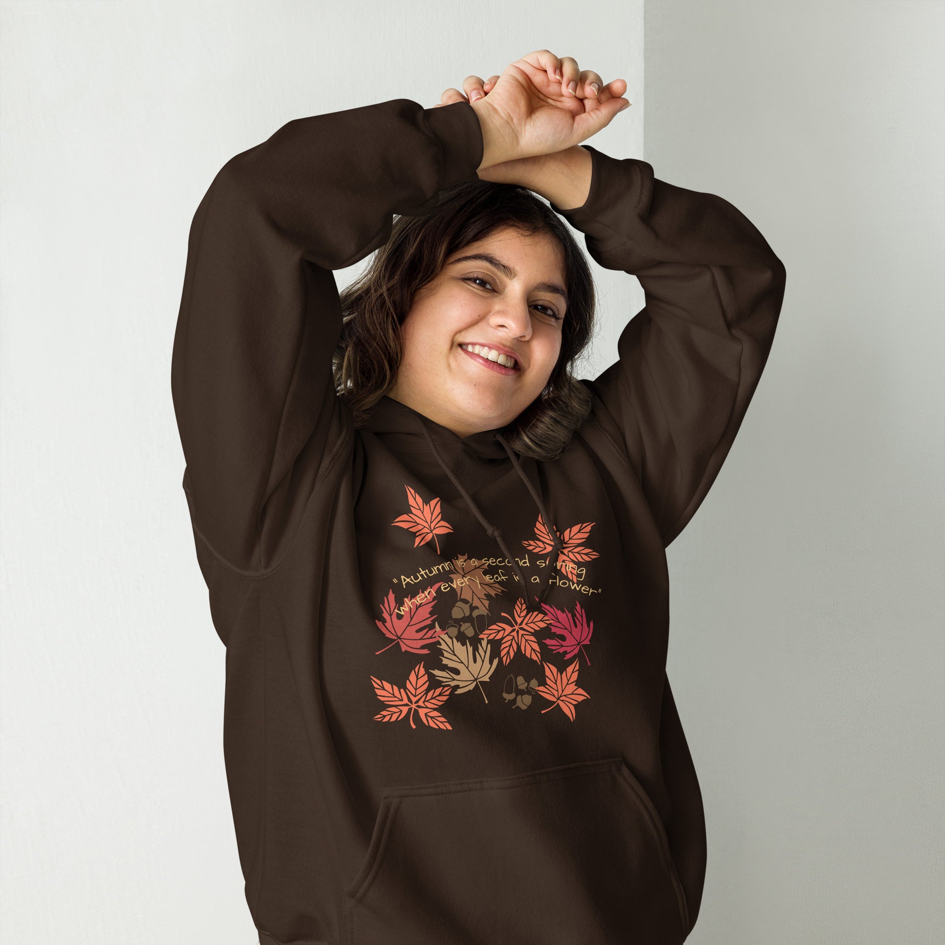 autumn  leaves heavy blend hoodie chocolate