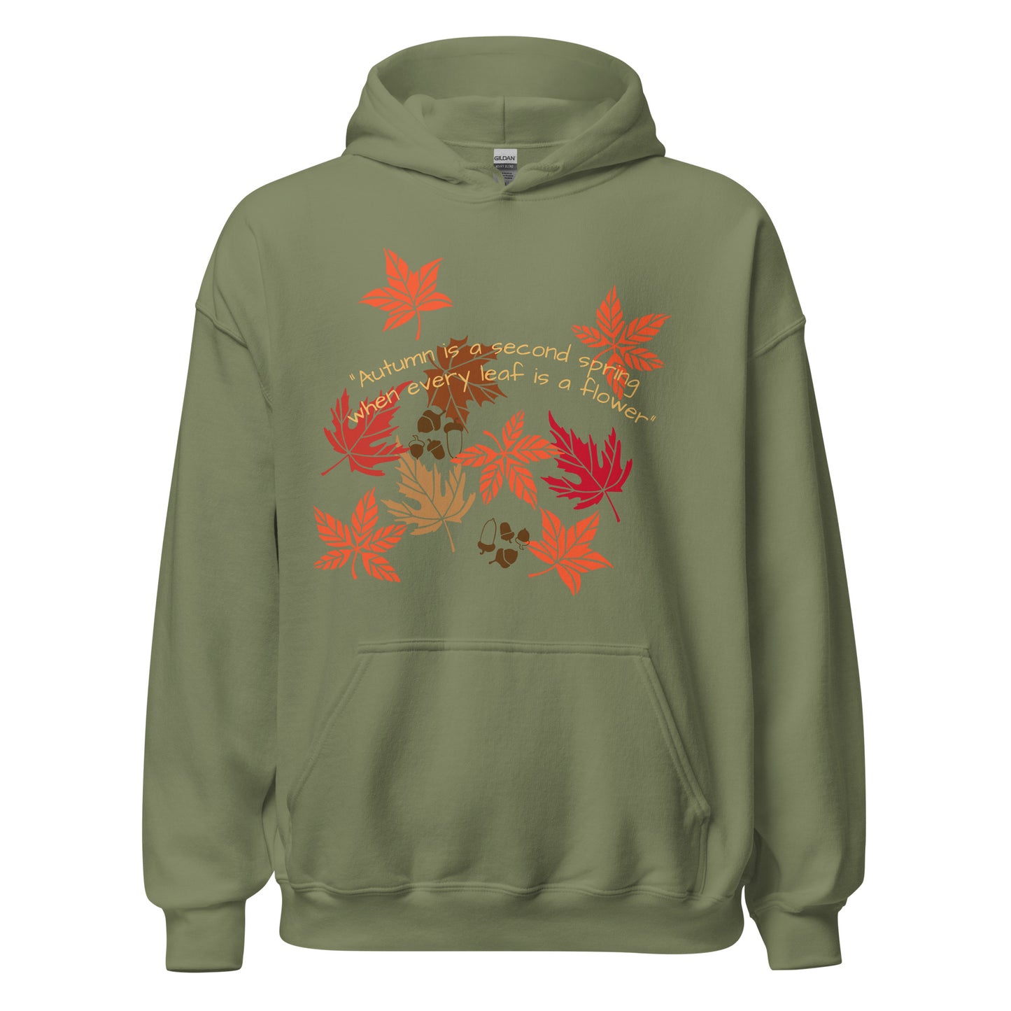 autumn  leaves heavy blend hoodie military green