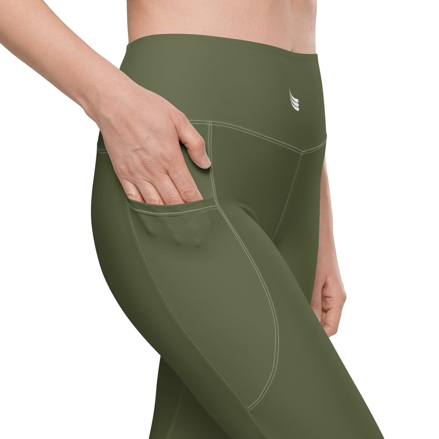 Leggings with pockets. Saratoga Green with Atlética print - BURN Athletic