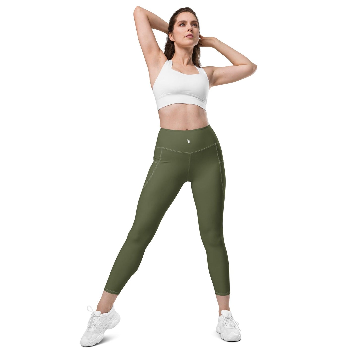 Leggings with pockets. Saratoga Green with Atlética print - BURN Athletic