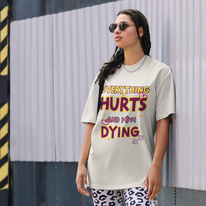 Oversized faded t-shirt, EVERYTHING HURTS! - BURN Athletic