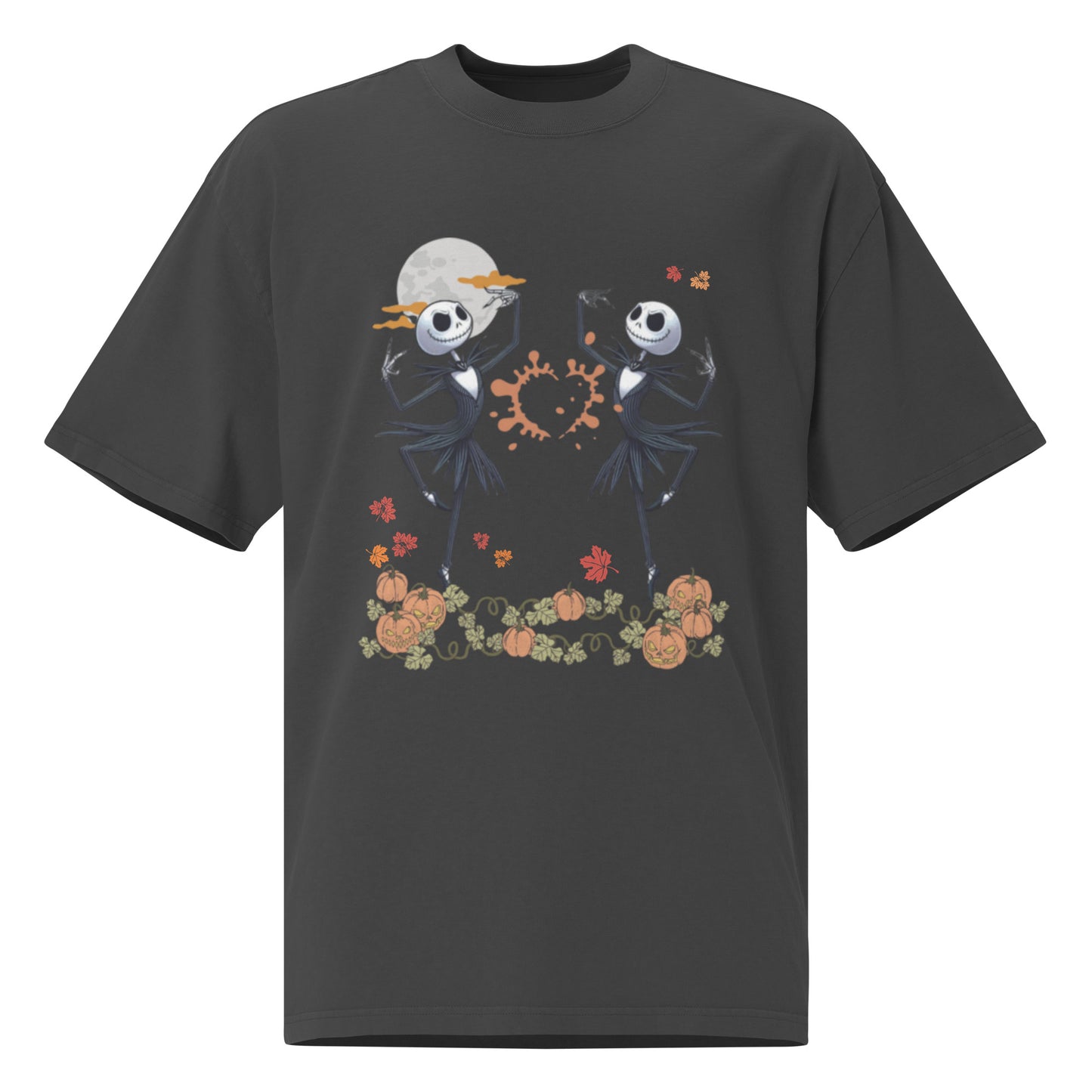 t-shirt faded black halloween dancing ghosts