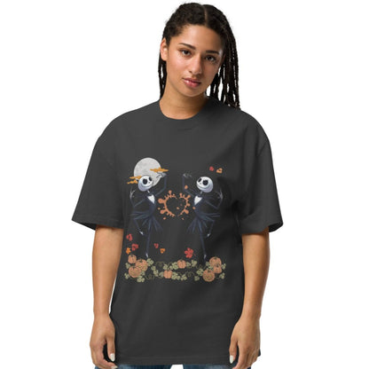 t-shirt faded black halloween dancing ghosts