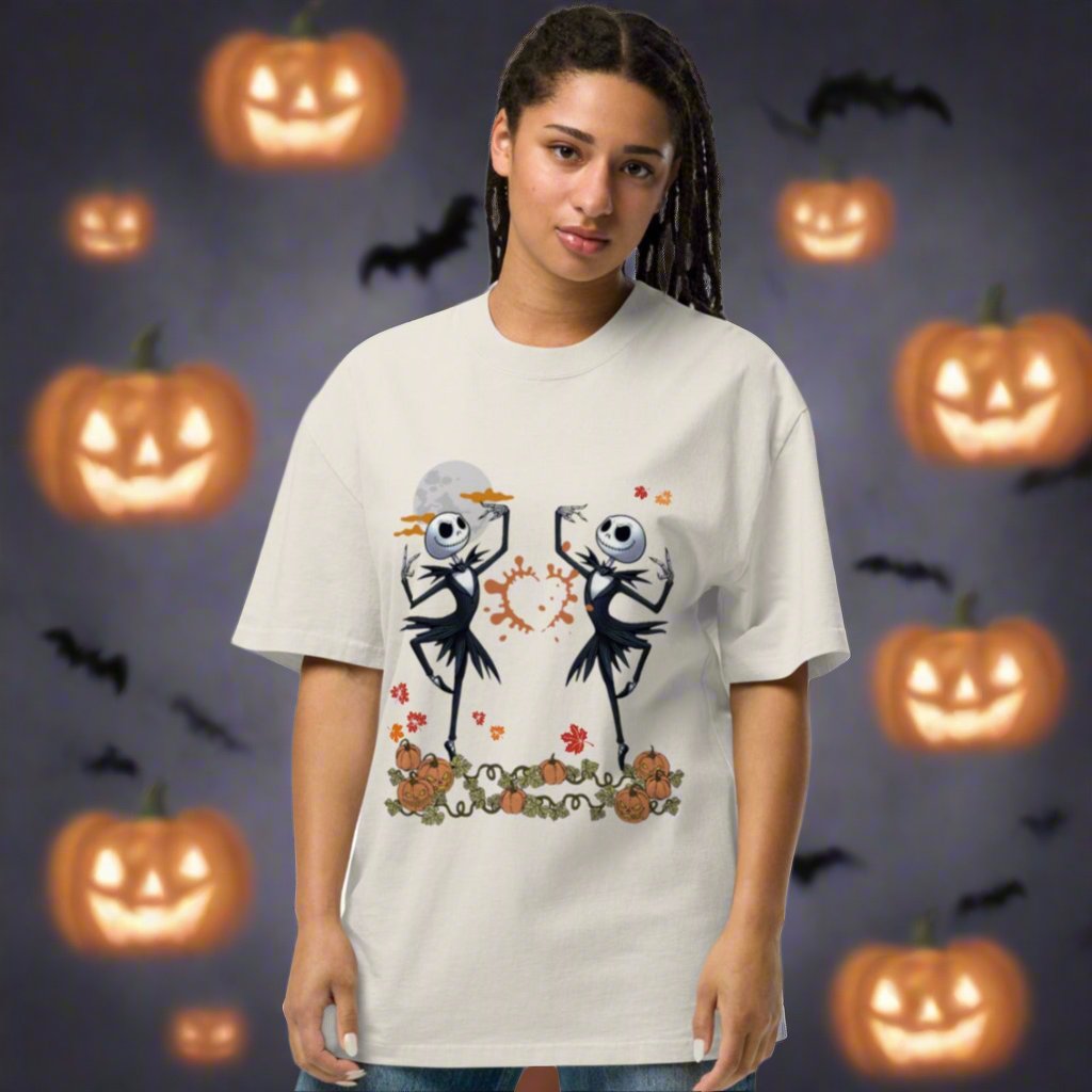 t-shirt faded bone halloween dancing ghosts