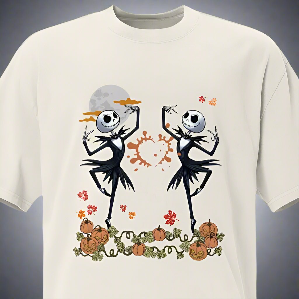 t-shirt faded bone halloween dancing ghosts