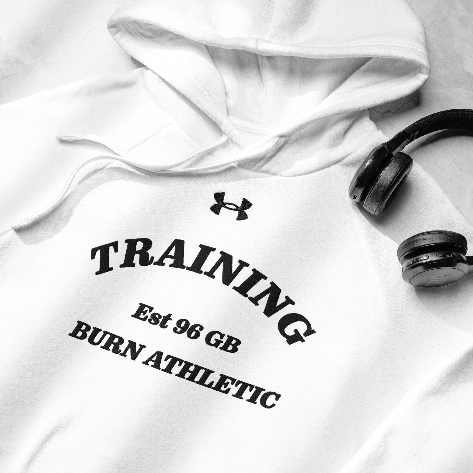 White, fully embroidered Under Armour® hoodie - BURN Athletic