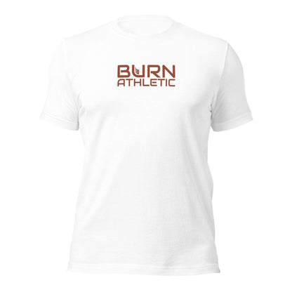 Unisex T-shirt. BURN athletic, Rusty Red logo - BURN Athletic