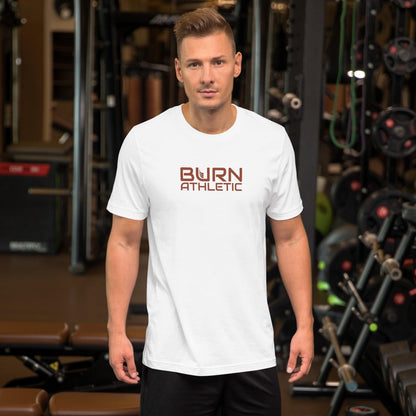 Unisex T-shirt. BURN athletic, Rusty Red logo - BURN Athletic