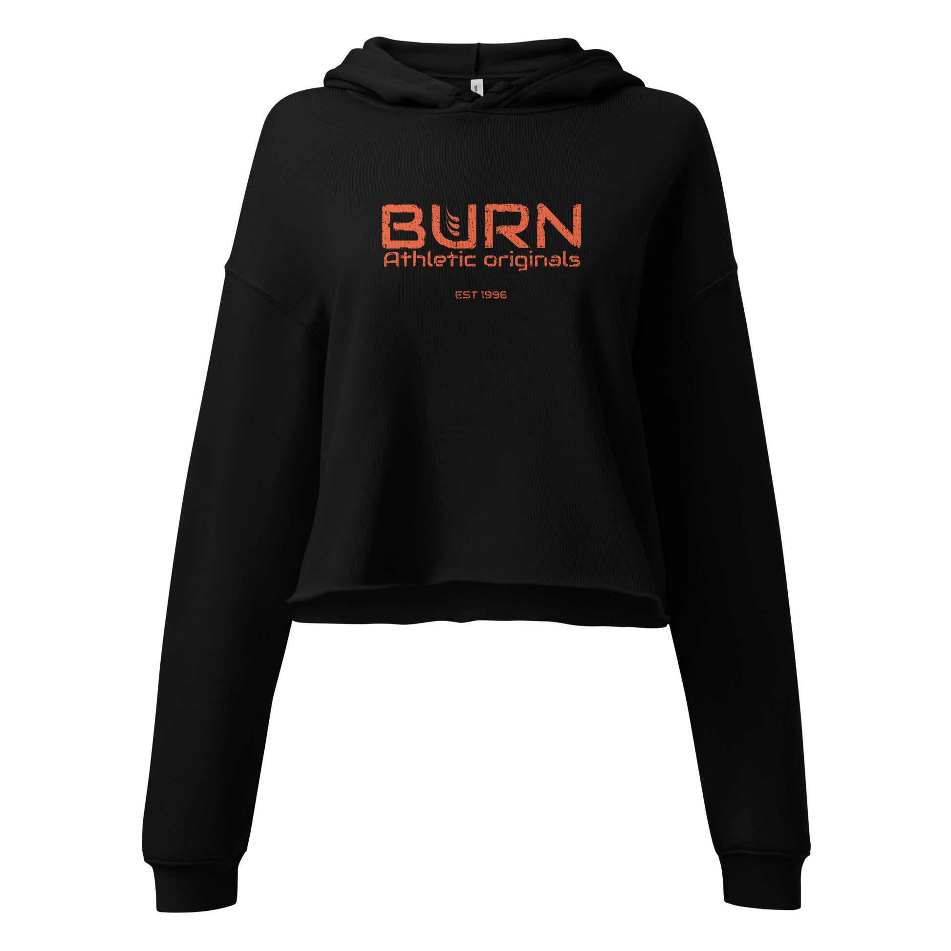 Crop hoodie. Distressed BURN athletic logo - BURN Athletic