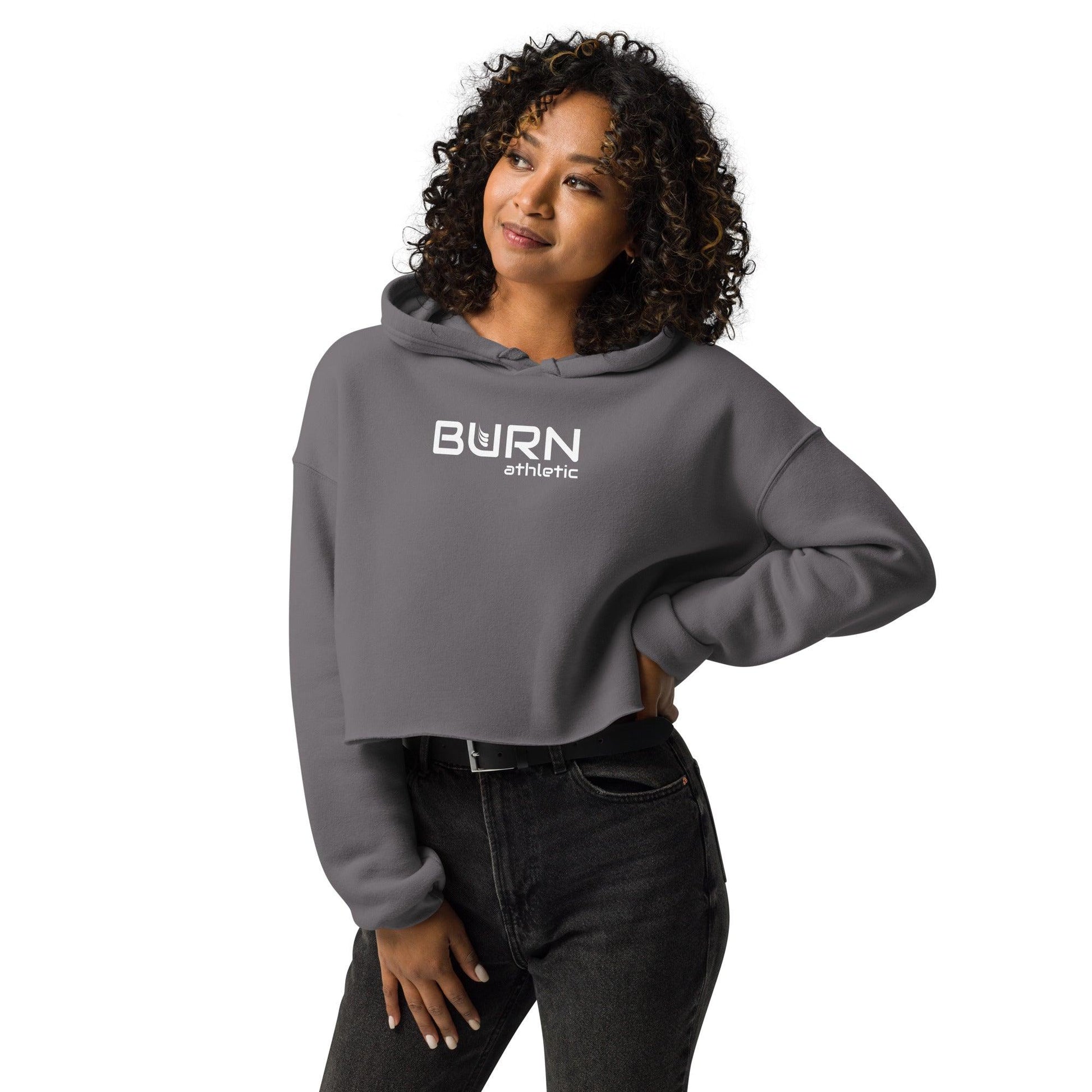 Crop top hoodie, Storm, military Green or Peach - BURN Athletic