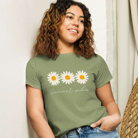 women's high waisted tee shirt artichoke daisy